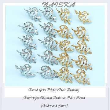 NAISKA Dreadlocks Beads - 50PCS Stylish Braid Charms