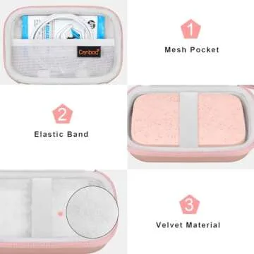 Canboc Carrying Case for HP Sprocket 2x3 Instant Smartphone Photo Printer, KODAK Step Wireless Mobile Photo Printer, Lifeprint 2x3 Photo Printer, Mesh Bag fit Photo Paper Cable, Rose Gold
