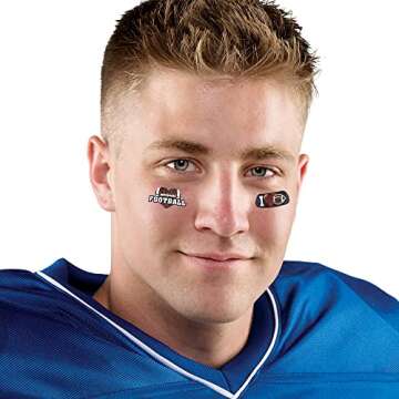Anderson's I Love Football EyeBlacks and Body Decals, 10 per Package, Tattoos, Cheek Cheers, Fan Gea...