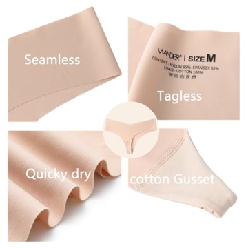 WANDER Seamless Thongs Women Comfortable No Show Underwear
