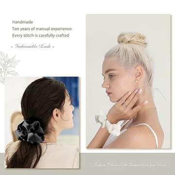 4PCS Large Satin Silk Scrunchies for Women - Big Glossy Scrunchie for Thick Hair Girl Hair Ties Pony...
