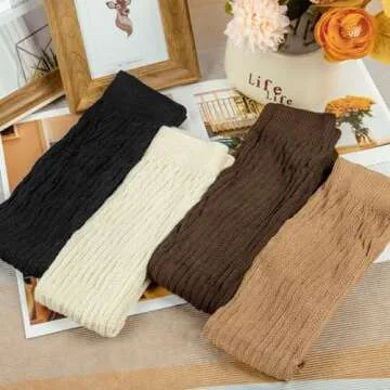Justay 4 Pairs Women Slouch Socks Soft Knee High Scrunch Slouchy Socks Knit Tube Extra Long Socks for Women