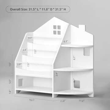VEELOK 3 Tier Kids Bookshelf Bookcase, House Shape Book Shelf for Kids Rooms Nursery, Montessori Boo...