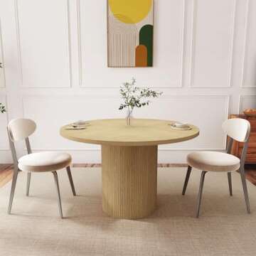 47 Inch Modern Farmhouse Round Dining Table for Cozy Gatherings