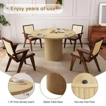 47 Inch Round Farmhouse Dining Table for Kitchen