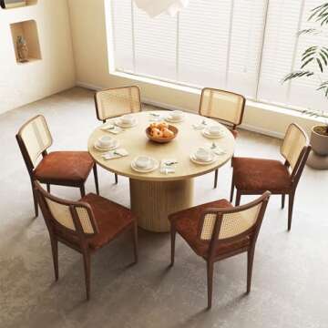 47 Inch Round Farmhouse Dining Table for Kitchen