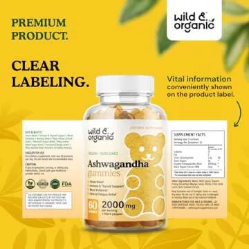 Wild & Organic Ashwagandha Gummies 2000mg - Mood Support Supplement w/Ashwagandha Root Extra Strength - Natural Calm Supplements Gummies - 60 Vegan, Non-GMO Chews