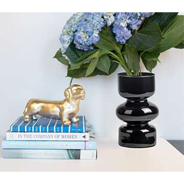 Black Vases for Decor,7 Inch Hydroponic Flower Vases Unique Glass Cylinder Vases for Centerpieces,Gl...