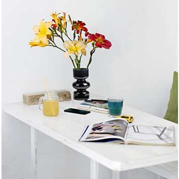 Black Vases for Decor,7 Inch Hydroponic Flower Vases Unique Glass Cylinder Vases for Centerpieces,Glass Vase Table Living Room Bathroom Bedroom Study Decorated with Vases(Black)