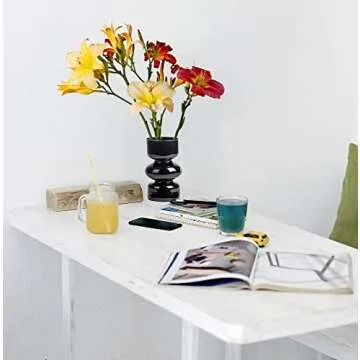 Black Vases for Decor,7 Inch Hydroponic Flower Vases Unique Glass Cylinder Vases for Centerpieces,Glass Vase Table Living Room Bathroom Bedroom Study Decorated with Vases(Black)