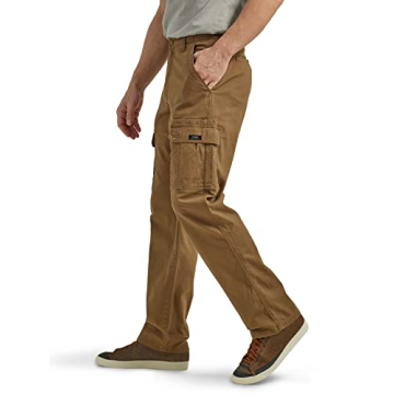 Wrangler Authentics Men's Relaxed Fit Stretch Cargo Pant, Kangaroo, 38W x 30L