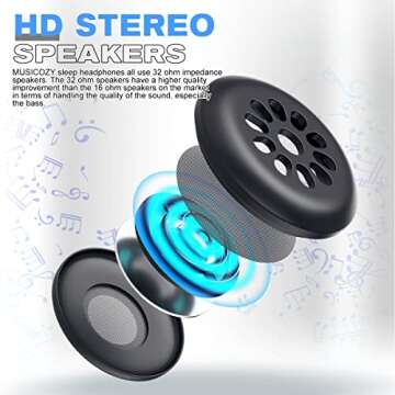 MUSICOZY Sleep Headphones, Bluetooth 5.2 Sleep Mask Headband Headphones Sleeping Eye Mask, Wireless Music Earbuds Earphones with HD Headphones Ultra-Thin Stereo Speakers for Side Sleepers Men Women