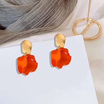 Elegant Boho Red Rose Petal Earrings for Women - Chic & Stylish