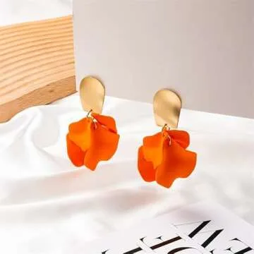 Elegant Boho Red Rose Petal Earrings for Women - Chic & Stylish