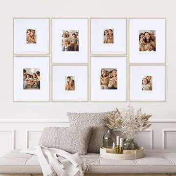 Camden Reed Arcadia 8 Piece Oversized Gallery Wall Frame Set, 16x20 and 16x16 Inch Matted Frames for...