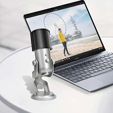 Microphone Pop Filter for Blue Yeti,PEMOTech [Upgraded Three Layers] Metal Mesh & Foam & Etamine Layer Microphone Windscreen Cover Handheld Mic Shield Mask