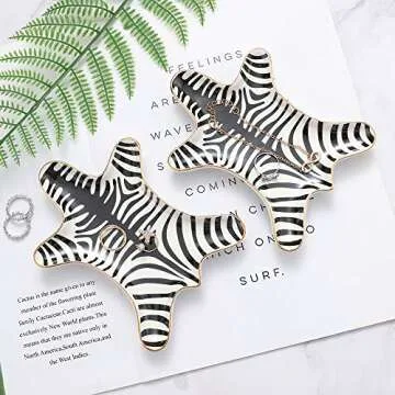 Stephanie Imports Zebra Gold Ceramic Trinket Plate and Decorative Jewelry Dish