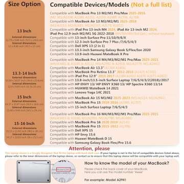 HYZUO 13.3-14 Inch Laptop Sleeve for MacBook Pro 14 M3/M2/M1 A2992 A2918 A2779 2024-2021, 13.8/13.5 Surface Laptop, MacBook Air 13, with Pouch, Brown