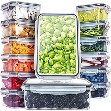 fullstar 28 PCS Plastic Food Storage Containers with Lids (14 Containers & 14 Lids), Leakproof BPA-F...