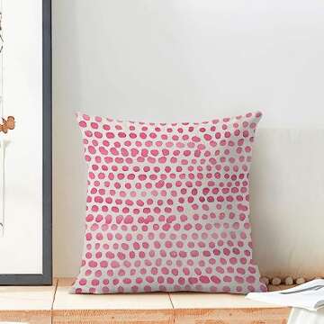 CXMEIFLY Preppy Pillow Covers 18x18 Inch Set of 2 Pink Polka Dot Outdoor Decor Throw Pillows for Couch Modern Boho Design Watercolor Aesthetic Decorative Cushion Cases for Home Sofa Bed Decorations