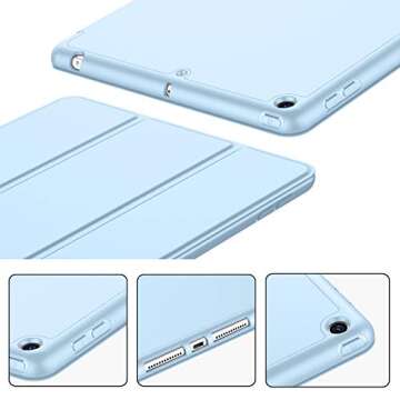 iMieet for iPad 9.7 Inch Case iPad 6th/5th Generation Case 2018 2017(Model: A1893 A1954 A1822 A1823), Soft Silicone Cover with Pencil Holder and Auto Wake/Sleep (Sky Blue)