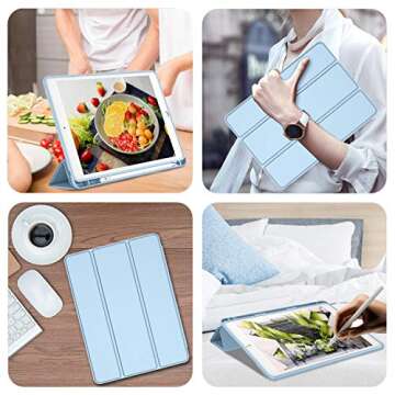 iMieet for iPad 9.7 Inch Case iPad 6th/5th Generation Case 2018 2017(Model: A1893 A1954 A1822 A1823), Soft Silicone Cover with Pencil Holder and Auto Wake/Sleep (Sky Blue)