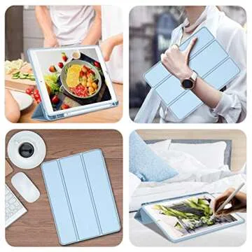 iMieet for iPad 9.7 Inch Case iPad 6th/5th Generation Case 2018 2017(Model: A1893 A1954 A1822 A1823), Soft Silicone Cover with Pencil Holder and Auto Wake/Sleep (Sky Blue)