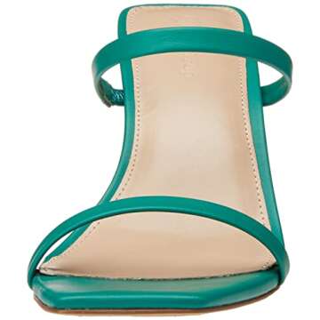 The Drop Women's Avery Square Toe Two Strap High Heeled Sandal, Ultramarine Green, 8