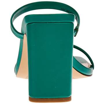 The Drop Women's Avery Square Toe Two Strap High Heeled Sandal, Ultramarine Green, 8