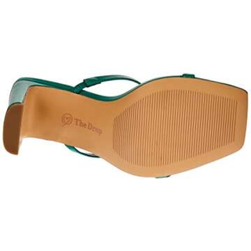 The Drop Women's Avery Square Toe Two Strap High Heeled Sandal, Ultramarine Green, 8