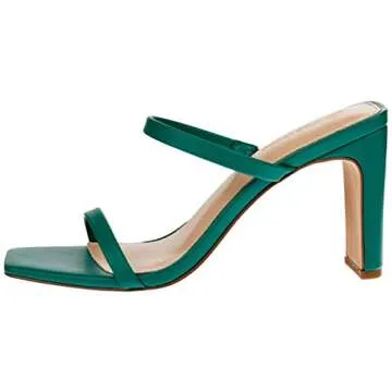 Chic Avery Square Toe Heeled Sandal in Ultramarine Green