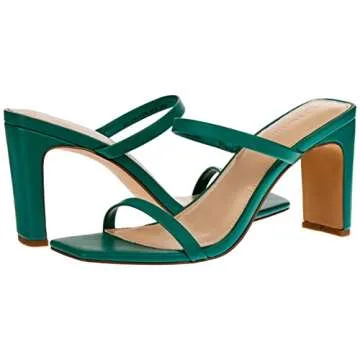 Chic Avery Square Toe Heeled Sandal in Ultramarine Green