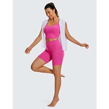 CRZ YOGA Womens ButterLuxe Biker Shorts 6 Inches - High Waisted Workout Running Volleyball Spandex Yoga Hibiscus Purple Small