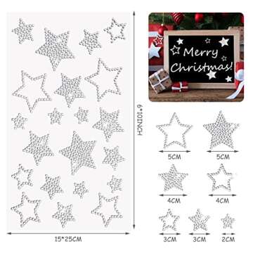 Epakh 84 Pieces Rhinestone Star Stickers, Silver Glitter Bling Sticker Self Adhesive Crystal Star St...