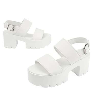 Stylish Women's Chunky Platform Sandals - White Jaffa1