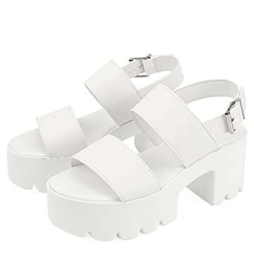 Stylish Women's Chunky Platform Sandals - White Jaffa1