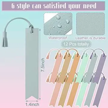 Panelee 12 Pcs Bookmarks for Women Leather Bookmark Pastel Bookmarks Graduation Gifts Boho Color Bookmarks for Men Women Book Lovers Readers Friends School College(Classic)