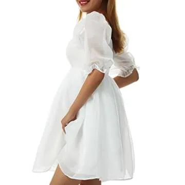 Charming Women's Puff Sleeve Tulle Party Dress