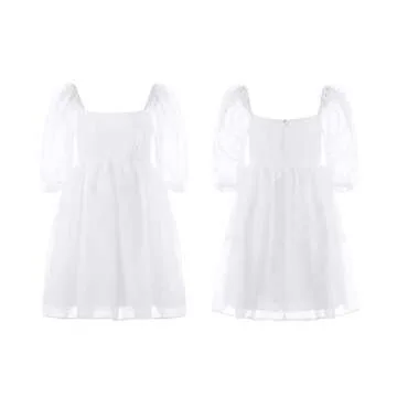 Charming Women's Puff Sleeve Tulle Party Dress