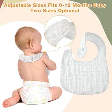 Reginary Adjustable White Muslin Baby Bibs for Newborns