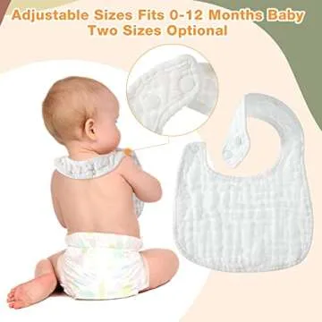 Reginary Adjustable White Muslin Baby Bibs for Newborns