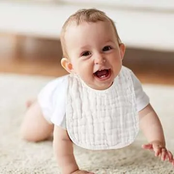 Reginary Adjustable White Muslin Baby Bibs for Newborns