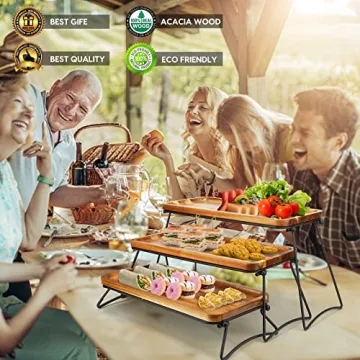 3 Tier Cupcake Stand | Rustic Acacia Wood Display