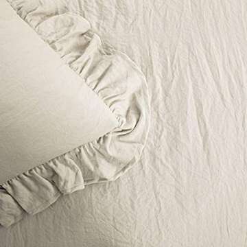 Lush Decor Reyna Ruffle Comforter Set - 3 Piece Cozy Ruffled Bedding Set - Timeless Elegance and Comfort for Dorm Room - Full/ Queen, Wheat