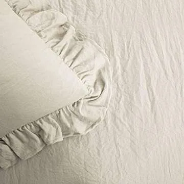 Lush Decor Reyna Ruffle Comforter Set - 3 Piece Cozy Ruffled Bedding Set - Timeless Elegance and Comfort for Dorm Room - Full/ Queen, Wheat