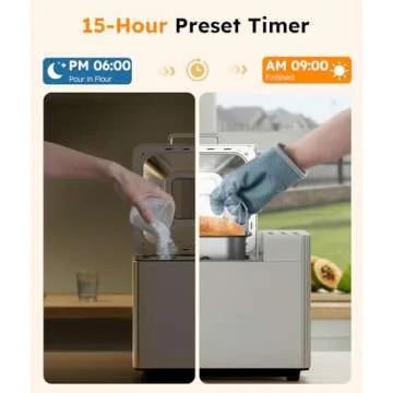 2LB Bread Maker Machine, OSIPOTO 17 in 1 Automatic Stainless Steel Bread Machine, Non-stick, Beginner-Friendly Controls, 15 Hour Timer, Easy to Clean Low Noise, High Success Rate for Homemade Bread