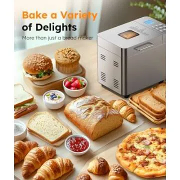 2LB Bread Maker Machine, OSIPOTO 17 in 1 Automatic Stainless Steel Bread Machine, Non-stick, Beginner-Friendly Controls, 15 Hour Timer, Easy to Clean Low Noise, High Success Rate for Homemade Bread