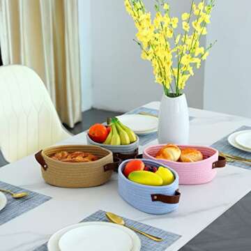 ABenkle Small Woven Cotton Rope Basket for Stylish Storage