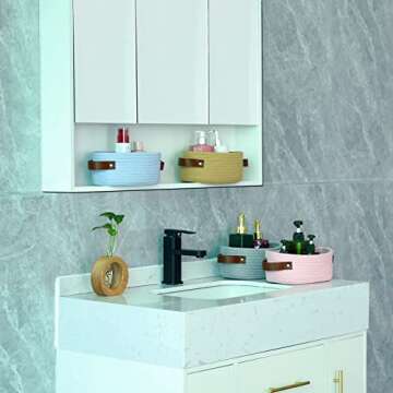 ABenkle Small Woven Cotton Rope Basket for Stylish Storage