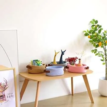 ABenkle Small Woven Cotton Rope Basket for Stylish Storage